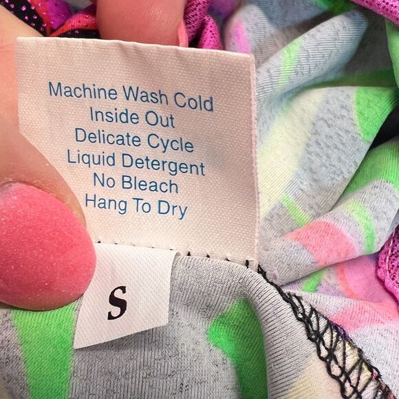 Girls Swimsuit One Piece Sparkle Bathing Suit Skirt Multicolor Pink, Sz S - Picture 5 of 6